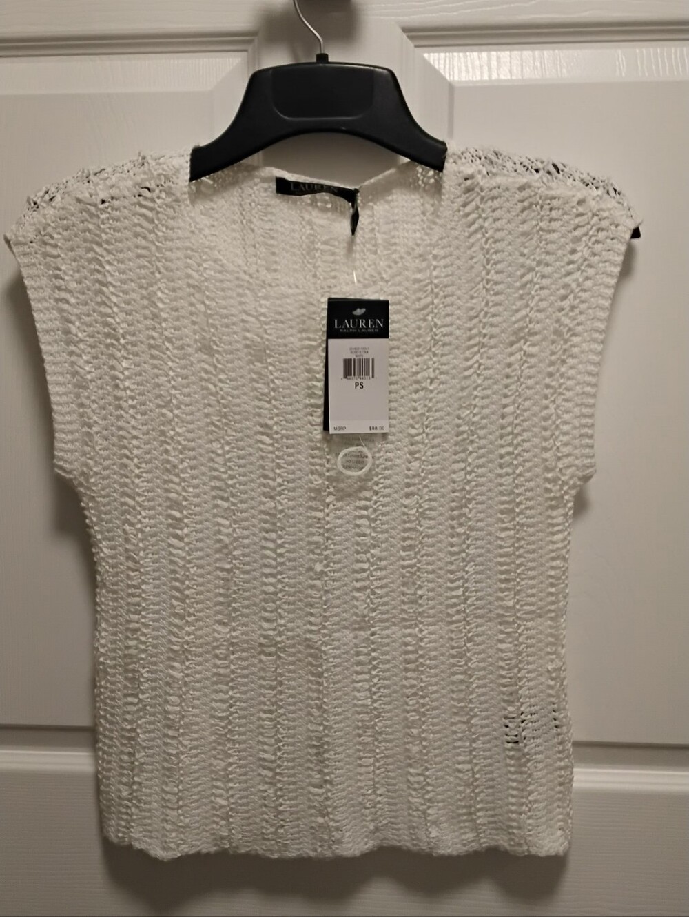 NWT LAUREN RALPH LAUREN Linen Tape Yarn Knit White Top Size Sp